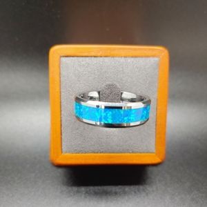 Opal inlay Tungsten ring